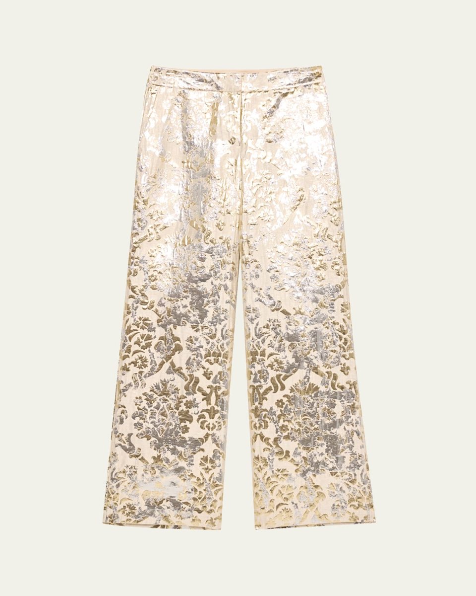 Sullivan High-Rise Metallic Jacquard Pants